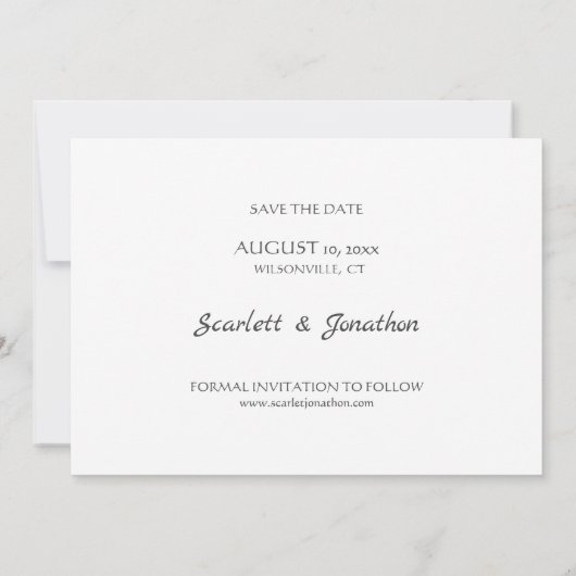Einfache moderne Script Save the Date Wedding Card (Rückseite)