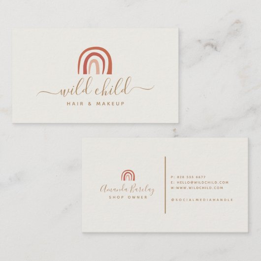 Einfache moderne Script Trendy Rainbow Visitenkarte (Vorne/Hinten)