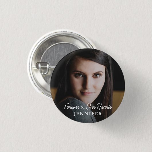 Einfache moderne Script-Vollständige Foto-Memorial Button (Vorne & Hinten)