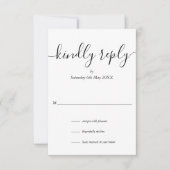 Einfache moderne Script Wedding Kindly Antwort (Vorderseite)