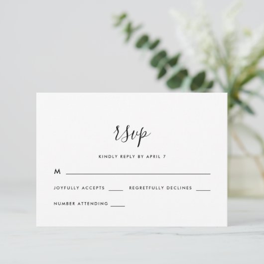 Einfache moderne Script Wedding Rsvp Karte (Stehend Vorderseite)