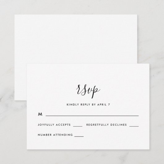 Einfache moderne Script Wedding Rsvp Karte (Vorne/Hinten)