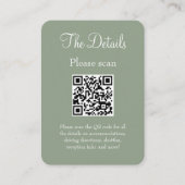 Einfache, moderne Seite Grüne Hochzeitdetails QR-C Begleitkarte (Vorderseite)