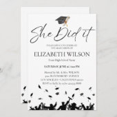 Einfache Moderne sie tat es Abschluss Einladung (Vorne/Hinten)