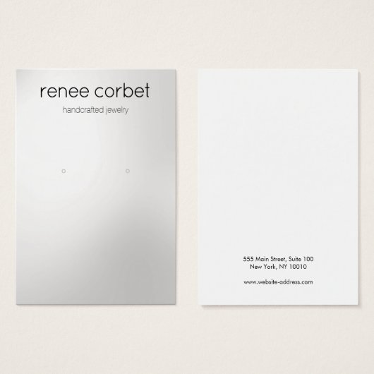 Einfache, moderne Silber-Earring-Display-Karte (Vorne & Hinten)