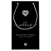 Einfache moderne Silberherz-Hochzeit kleine Gesche Geschenktüte (Rückseite)