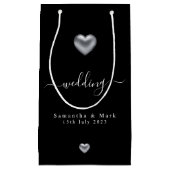 Einfache moderne Silberherz-Hochzeit kleine Gesche Geschenktüte (Vorderseite)