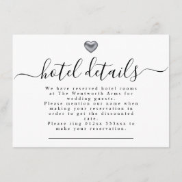 Einfache moderne Silberherz-Hochzeitsgeschichten Begleitkarte