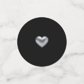 Einfache moderne Silberherz-Schwarze Hochzeit Konfetti (Klein Vorderseite)