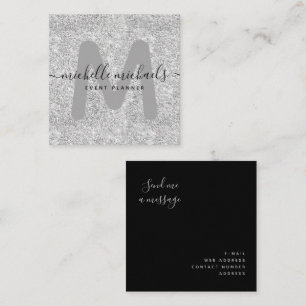 Einfache moderne Silver Glitzern Black Quadratische Visitenkarte