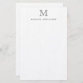 Einfache moderne Silver Gray Monogram Initial Briefpapier (Vorne/Hinten)