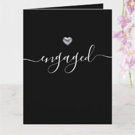 Einfache moderne Silver Heart Black Verlobt Karte