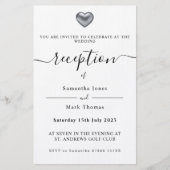 Einfache moderne Silver Heart Empfang Briefpapier (Vorderseite)