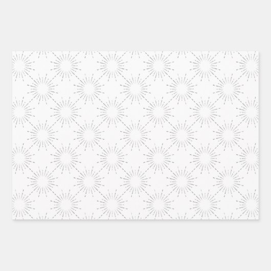 Einfache moderne Silver Sternexplosion Christmas Geschenkpapier Set (Vorderseite 2)