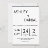 Einfache moderne Sketch-Script Schwarz-weiße Hochz Einladung (Vorderseite)