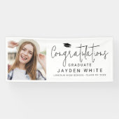 Einfache Moderne Skript-Foto-Graduierungspartei Banner (Horizontal)