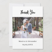Einfache moderne Skript Hochzeit Foto danke Karte (Vorderseite)