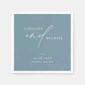 Einfache moderne Skriptnamen Blue Wedding Serviette (Vorderseite)