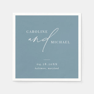 Einfache moderne Skriptnamen Blue Wedding Serviette