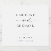 Einfache moderne Skriptnamen Hochzeit Schaumweinetikett (Einzelnes Label)