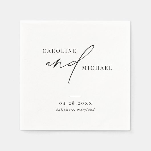 Einfache moderne Skriptnamen Hochzeit Serviette (Vorderseite)