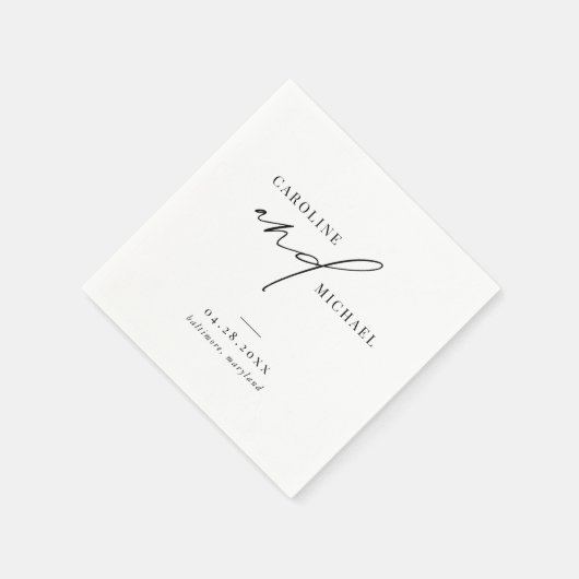 Einfache moderne Skriptnamen Hochzeit Serviette (Ecke)