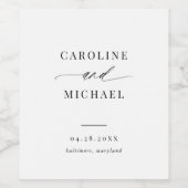 Einfache moderne Skriptnamen Hochzeitweiliges Wein Weinetikett (Einzelnes Label)