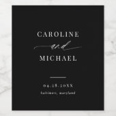 Einfache moderne Skriptnamen Schwarze Hochzeit Weinetikett (Einzelnes Label)