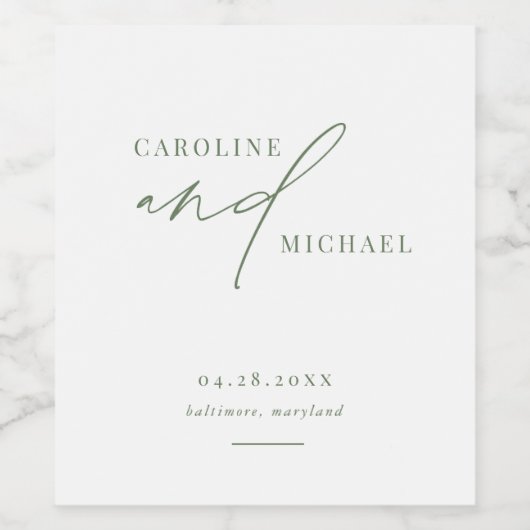 Einfache moderne Skriptnamenssehen Weinetikett (Einzelnes Label)