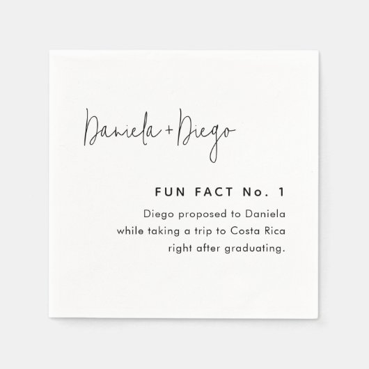 Einfache, moderne Skriptspass-Fakten Hochzeit Serviette (Vorderseite)