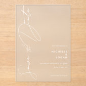 Einfache moderne SkriptWedding Save the Date Acryleinladungen (Vorderseite)