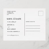 Einfache moderne SkriptWedding Save the Date Foto  Folie Einladungspostkarte (Rückseite)