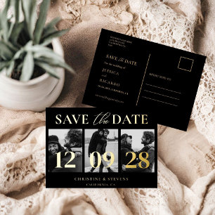 Einfache moderne SkriptWedding Save the Date Foto  Folie Einladungspostkarte