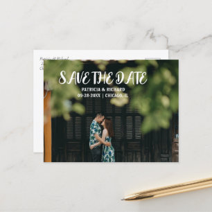 Einfache moderne SkriptWedding speichert das Date- Feiertagspostkarte