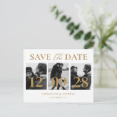 Einfache moderne SkriptWedding speichert das Date- Postkarte (Stehend Vorderseite)
