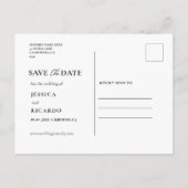 Einfache moderne SkriptWedding speichert das Date- Postkarte (Rückseite)