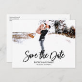 Einfache moderne SkriptWedding speichert das Date- Postkarte (Vorne/Hinten)