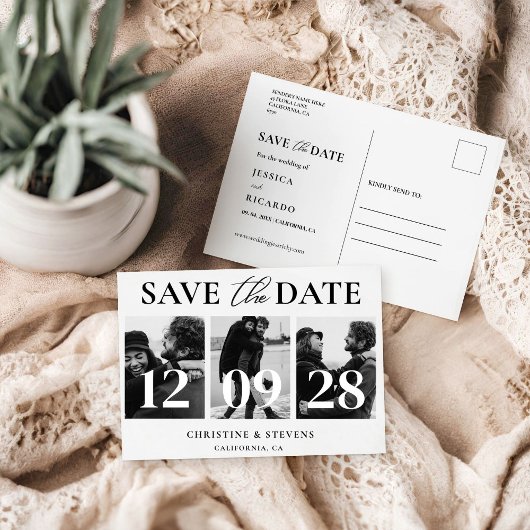 Einfache moderne SkriptWedding speichert das Date- Postkarte