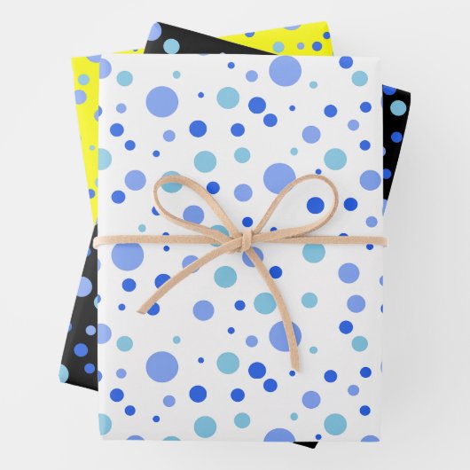 Einfache moderne Sky Blue Ocean Blue Polka Dots Geschenkpapier Set (Beispiel)