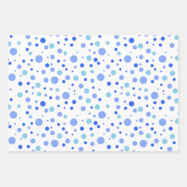 Einfache moderne Sky Blue Ocean Blue Polka Dots Geschenkpapier Set