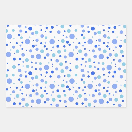 Einfache moderne Sky Blue Ocean Blue Polka Dots Geschenkpapier Set (Vorderseite)