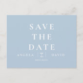Einfache moderne Sky Blue Wedding rettet das Datum Postkarte (Vorderseite)