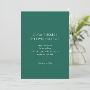 Einfache moderne Smaragdgrüne Hochzeit Save The Date