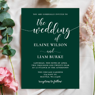 Einfache moderne Smarald Green Wedding Einladung