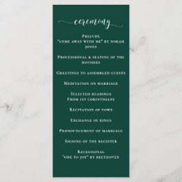 Einfache moderne Smarald Green Wedding Programm