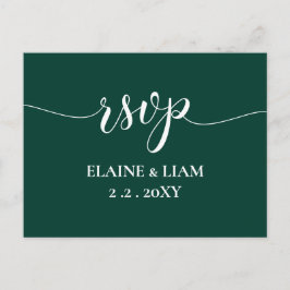Einfache moderne Smarald Green Wedding RSVP Einladungspostkarte