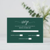 Einfache moderne Smarald Green Wedding RSVP Karte (Stehend Vorderseite)