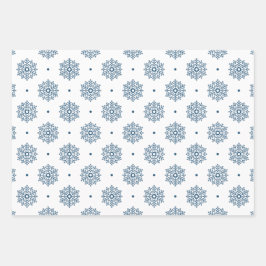 Einfache moderne Snowflake-Muster Aquamarine Weihn Geschenkpapier Set