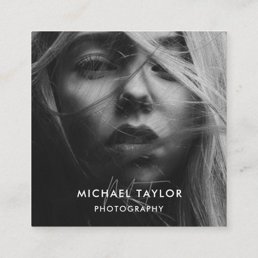 Einfache moderne Social Media QR Code Foto Connect Quadratische Visitenkarte (Rückseite)