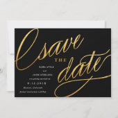 Einfache Moderne speichert Daten | Schwarz & Gold Save The Date (Vorderseite)